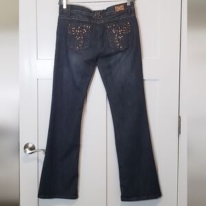 Grace In LA Blue Jeans Size 13 Bling Studs Embroidered Pockets Stretch M…